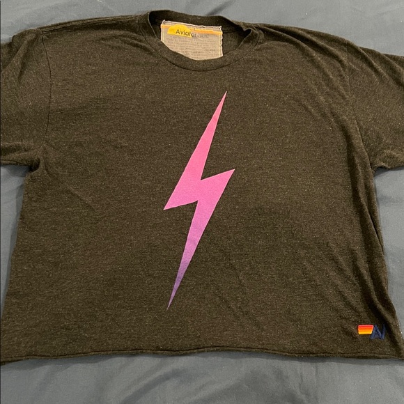 Aviator Nation boyfriend T-Shirt with Purple Lightning Bolt size L